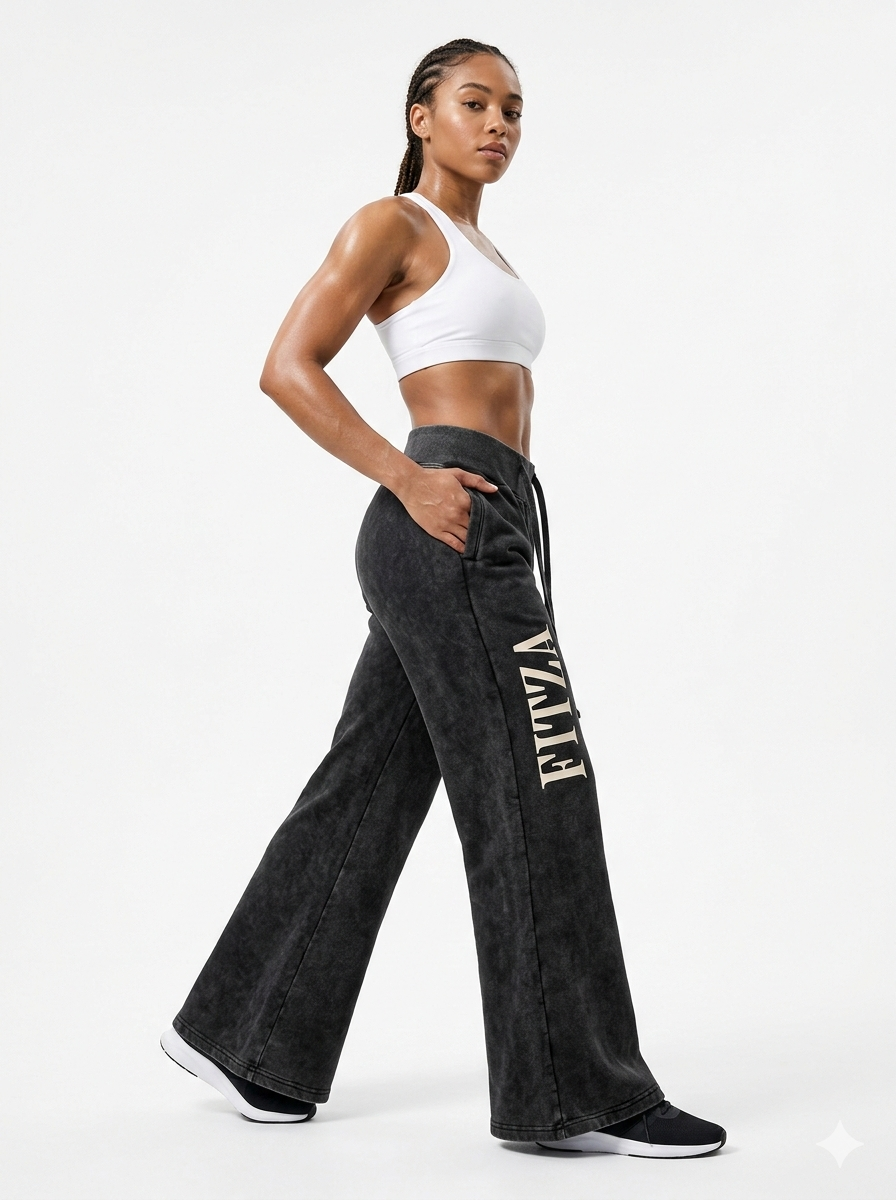 Vintage Washed Flared Fleece Pants