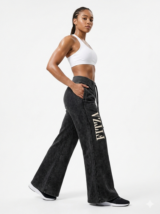 Vintage Washed Flared Fleece Pants