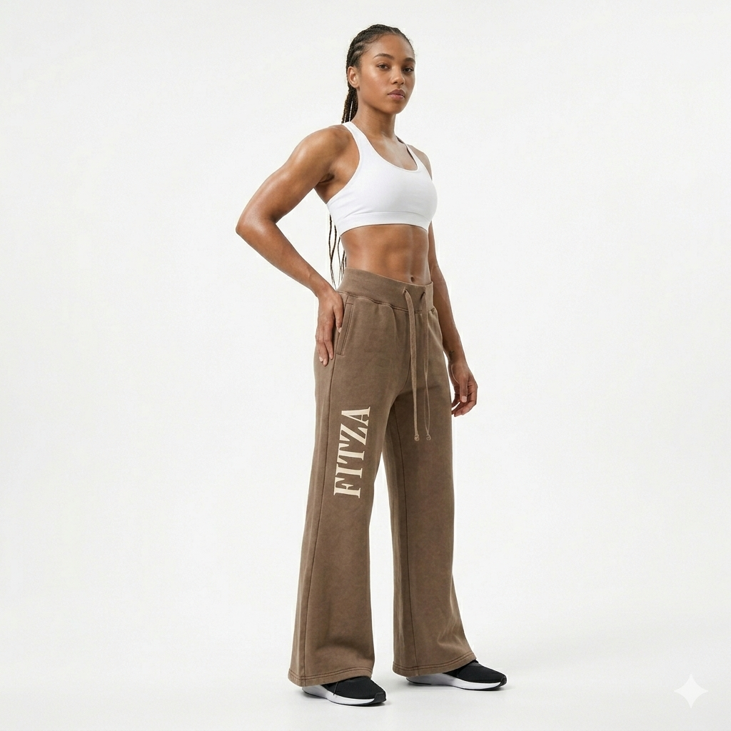 Vintage Washed Flared Fleece Pants